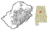 Jefferson County Alabama Incorporated and Unincorporated areas Trafford Highlighted.svg