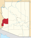 Mapa de Arizona con la ubicación del condado de La Paz
