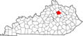 Map of Kentucky highlighting Bourbon County