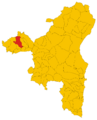 Map of comune of Bortigali (province of Nuoro, region Sardinia, Italy) - 2016
