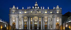 Archivo:Saint Peter's Basilica at night HD