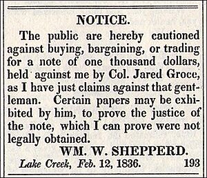 Archivo:W. W. Shepperd Advertisement - Lake Creek