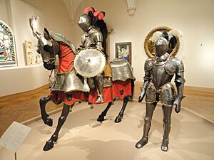 Archivo:Armor for Man and Horse, Italy (probably Milan), c. 1565, and Field armor for horseman, Italy, c. 1575 - Nelson-Atkins Museum of Art - DSC08601