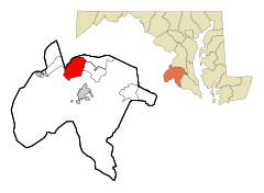 Charles County Maryland Incorporated and Unincorporated areas Bennsville Highlighted.svg