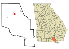 Clinch County Georgia Incorporated and Unincorporated areas Homerville Highlighted.svg