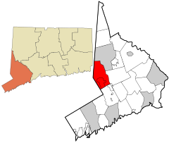 Fairfield County Connecticut incorporated and unincorporated areas Ridgefield highlighted.svg
