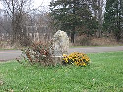 Indiana-Michigan boundary stone northwest of South Bend.jpg