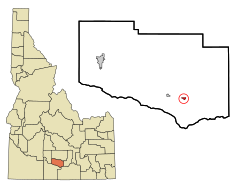 Jerome County Idaho Incorporated and Unincorporated areas Hazelton Highlighted.svg