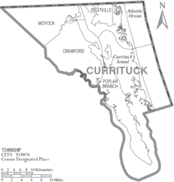 Archivo:Map of Currituck County North Carolina With Municipal and Township Labels