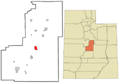 Sanpete County Utah incorporated and unincorporated areas Ephraim highlighted.svg