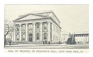 Archivo:(King1893NYC) pg258 HALL OF RECORDS, OR REGISTER'S HALL, NEAR PARK ROW, IN CITY-HALL PARK