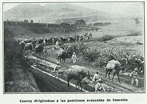 Archivo:1911-10-14, La Hormiga de Oro, Convoy dirigiéndose á las posiciones avanzadas de Imarufen