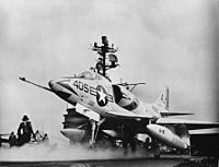 Archivo:A4D-2 Skyhawk of VA-81 on catapult of USS Forrestal (CVA-59) in 1962