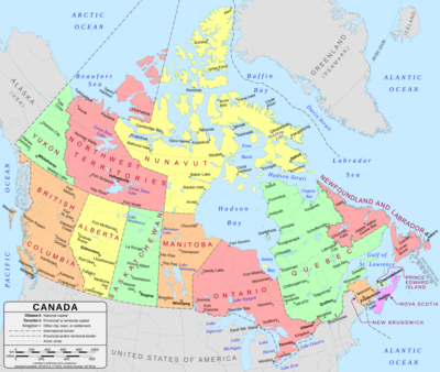 Archivo:Canada political map - en