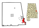 Chambers County Alabama Incorporated and Unincorporated areas Valley Highlighted.svg