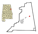 Cleburne County Alabama Incorporated and Unincorporated areas Fruithurst Highlighted.svg