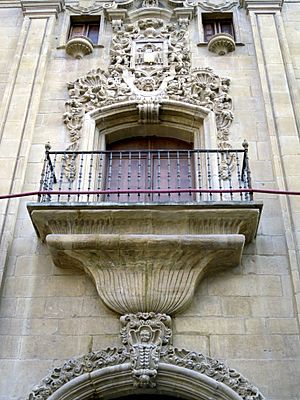 Detalle de la fachada del Museo Provincial de Bellas Artes, Museo de La Rioja, Palacio de Espartero, Logroño, La Rioja..JPG
