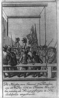 Archivo:Die Hessen, vom General Washington am 25ten Dec. 1776, zu Trenton überfallen, werden als Kriegsgefangne in Philadelphia eingebracht