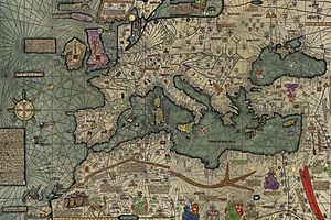 Archivo:El mar Mediterráneo en el Atlas catalán de Cresques Abraham