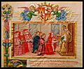Gil de Albornoz. Miniatura códice 30, fol. 001r, Real Colegio de España en Bolonia