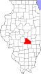 Mapa de Illinois con la ubicación del condado de Shelby