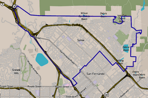 Map of Sylmar neighborhood, Los Angeles, California.png
