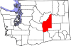 Mapa de Washington con la ubicación del condado de Grant