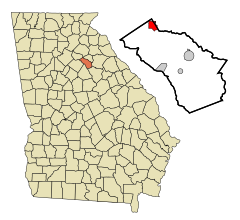 Oconee County Georgia Incorporated and Unincorporated areas Bogart Highlighted.svg