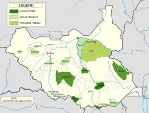 Archivo:South Sudan protected areas
