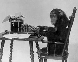Archivo:Chimpanzee seated at typewriter