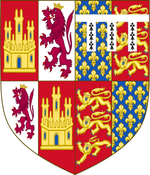 Archivo:Coat of Arms of John of Gaunt, First Duke of Lancaster (as Crown of Castile Pretender)