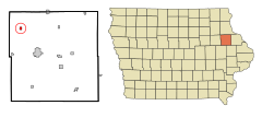 Delaware County Iowa Incorporated and Unincorporated areas Dundee Highlighted.svg