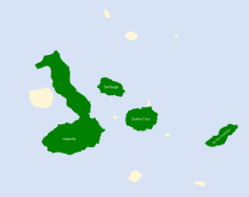 Distribución geográfica del pinzón de Darwin carpintero.