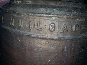 Archivo:Grabado en el campanario de la antigua Iglesia de Santa Anita Huiloac