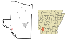 Hempstead County Arkansas Incorporated and Unincorporated areas Fulton Highlighted.svg