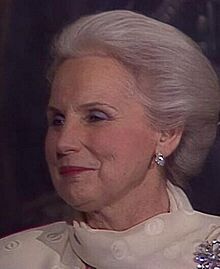 Jeanne Sauvé at Rideau Hall during visit of Ronald Reagan April 1987 (cropped).jpg