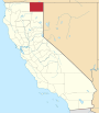 Mapa de California con la ubicación del condado de Modoc