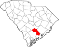 Map of South Carolina highlighting Dorchester County