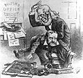 Peter Cooper spanking Ed Cooper (1879 political cartoon)