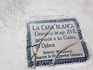 Archivo:Placa de descripción de la Casa Blanca en San Ángel