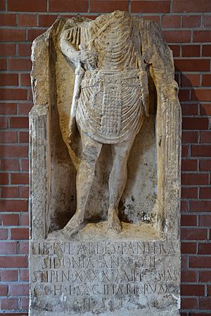 Römerhalle, Bad Kreuznach - Tiberius Iulius Abdes Pantera tombstone.JPG