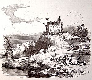 Archivo:Vida y viajes de Cristobal Colón, 1851 Construcción de la fortaleza de La Navidad (3819531625)