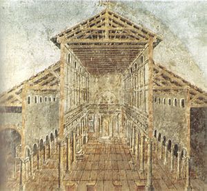 Archivo:Affresco dell'aspetto antico della basilica costantiniana di san pietro nel IV secolo