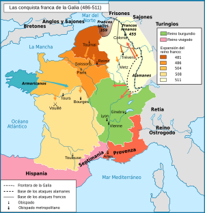 Archivo:Les conquêtes franques en Gaule (486 - 511)-es