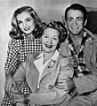 Lizabeth Scott, Hedda Hopper, and Mark Stevens, 1946