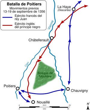 Archivo:Maneuvers prior to the battle of Poitiers 1356 map-es