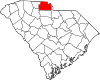 Mapa de Carolina del Sur con la ubicación del condado de York
