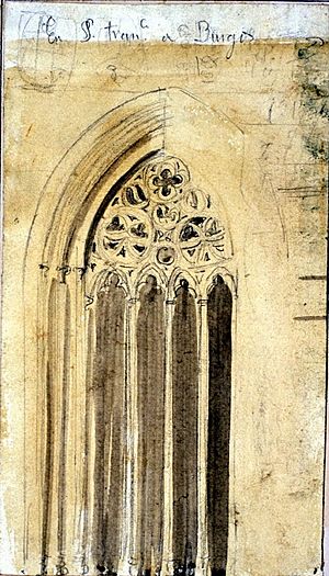 Archivo:Ventanal gótico de la iglesia del monasterio de San Francisco de Burgos (Siglo XIX)