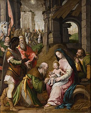 Archivo:Adoración de los Reyes Magos, de Pablo Esquert (Museo de Zaragoza)