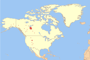 Distribución de Bison bison en Norteamérica.